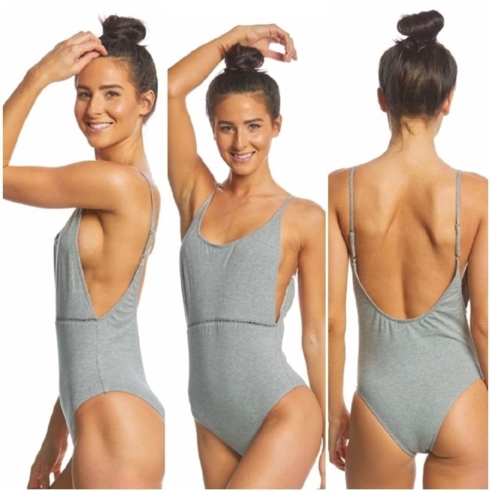 Rhythm. My Scoop One Piece Swimsuit Gray XS With Cutouts